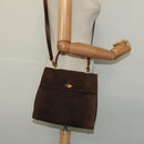 BALLY Hand Bag Suede 2way Brown Gold Auth bs27968-23