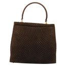 BALLY Hand Bag Suede 2way Brown Gold Auth bs27968-2