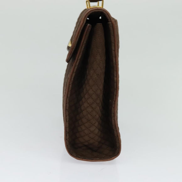 BALLY Hand Bag Suede 2way Brown Gold Auth bs27968