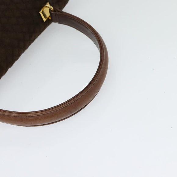 BALLY Hand Bag Suede 2way Brown Gold Auth bs27968