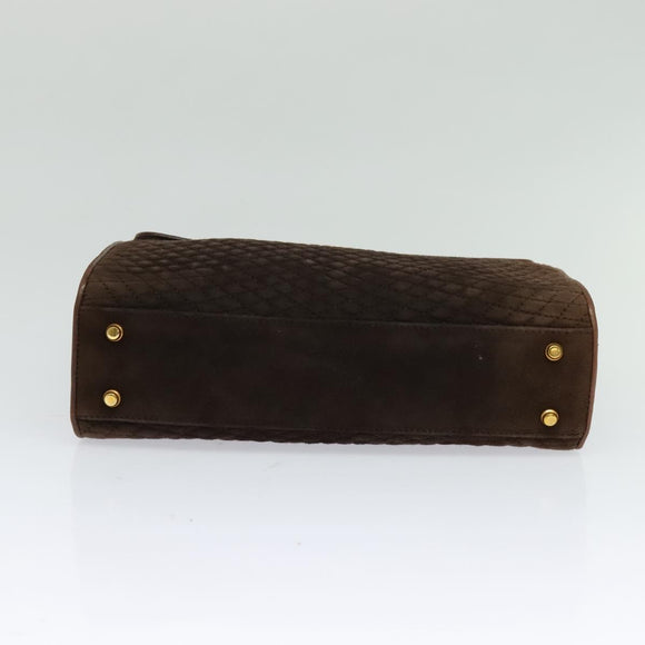 BALLY Hand Bag Suede 2way Brown Gold Auth bs27968