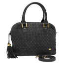 BALLY Hand Bag Leather 2way Gray Gold Auth bs27969-1