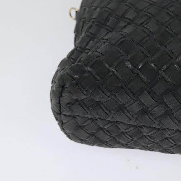 BALLY Hand Bag Leather 2way Gray Gold Auth bs27969