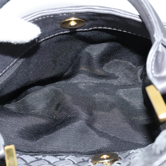 BALLY Hand Bag Leather 2way Gray Gold Auth bs27969