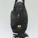 BALLY Hand Bag Leather 2way Gray Gold Auth bs27969-3