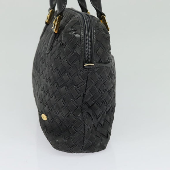 BALLY Hand Bag Leather 2way Gray Gold Auth bs27969