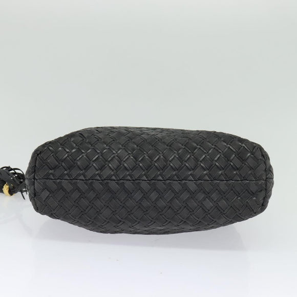 BALLY Hand Bag Leather 2way Gray Gold Auth bs27969