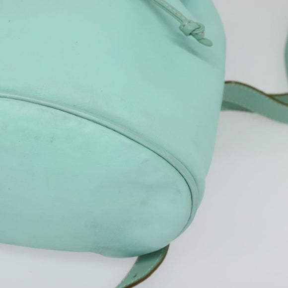 Salvatore Ferragamo Backpack Leather Turquoise Blue Gold Auth bs27971