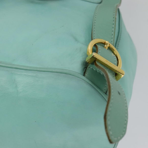 Salvatore Ferragamo Backpack Leather Turquoise Blue Gold Auth bs27971