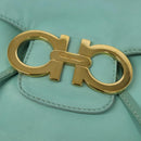 Salvatore Ferragamo Backpack Leather Turquoise Blue Gold Auth bs27971-17