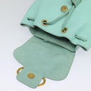 Salvatore Ferragamo Backpack Leather Turquoise Blue Gold Auth bs27971-10