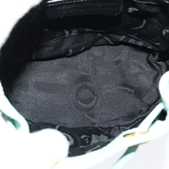 Salvatore Ferragamo Backpack Leather Turquoise Blue Gold Auth bs27971