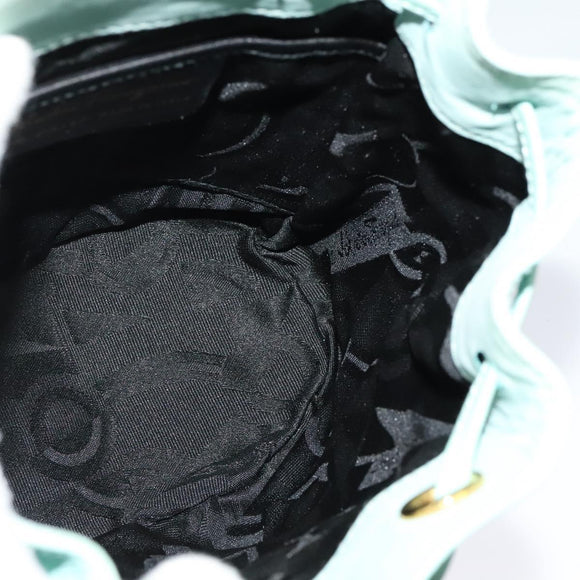 Salvatore Ferragamo Backpack Leather Turquoise Blue Gold Auth bs27971