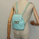 Salvatore Ferragamo Backpack Leather Turquoise Blue Gold Auth bs27971-21