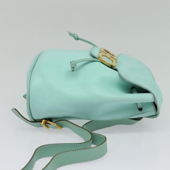 Salvatore Ferragamo Backpack Leather Turquoise Blue Gold Auth bs27971