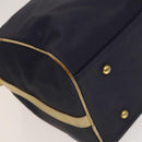 Christian Dior Sports Boston Bag Leather PVC 2way Navy Gold Auth bs27974-14