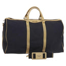 Christian Dior Sports Boston Bag Leather PVC 2way Navy Gold Auth bs27974-1