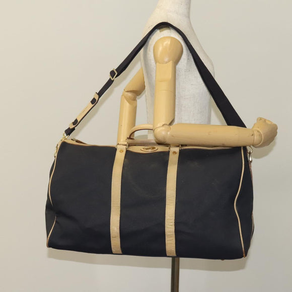 Christian Dior Sports Boston Bag Leather PVC 2way Navy Gold Auth bs27974