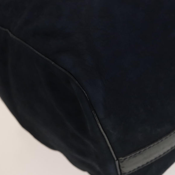 Christian Dior Trotter Canvas Boston Bag Suede Navy Silver Auth bs27975