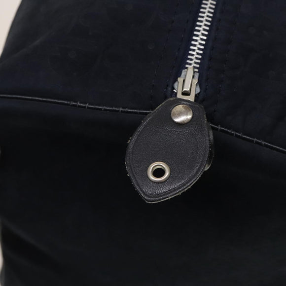 Christian Dior Trotter Canvas Boston Bag Suede Navy Silver Auth bs27975