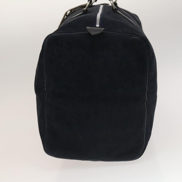 Christian Dior Trotter Canvas Boston Bag Suede Navy Silver Auth bs27975