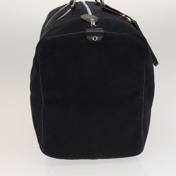 Christian Dior Trotter Canvas Boston Bag Suede Navy Silver Auth bs27975