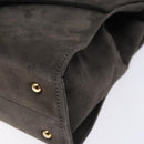 GIVENCHY Hand Bag Suede Gray Gold Auth bs27976-9