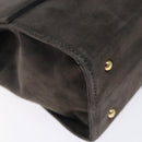 GIVENCHY Hand Bag Suede Gray Gold Auth bs27976-14