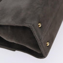 GIVENCHY Hand Bag Suede Gray Gold Auth bs27976-16