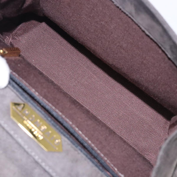 GIVENCHY Hand Bag Suede Gray Gold Auth bs27976