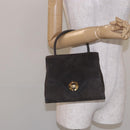 GIVENCHY Hand Bag Suede Gray Gold Auth bs27976-21
