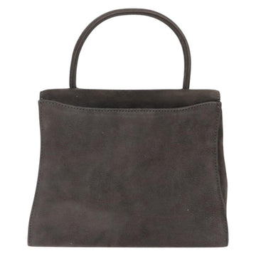 GIVENCHY Hand Bag Suede Gray Gold Auth bs27976 - 0