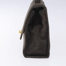GIVENCHY Hand Bag Suede Gray Gold Auth bs27976-3
