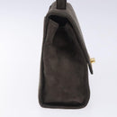 GIVENCHY Hand Bag Suede Gray Gold Auth bs27976-4