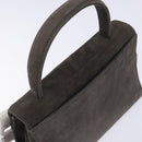 GIVENCHY Hand Bag Suede Gray Gold Auth bs27976-6