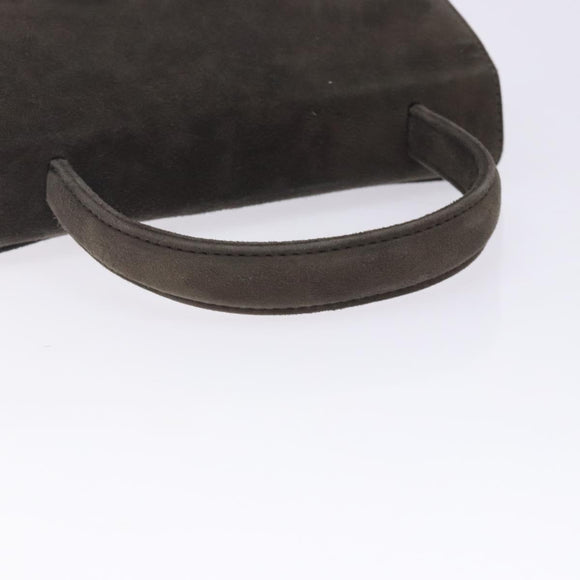 GIVENCHY Hand Bag Suede Gray Gold Auth bs27976