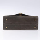 GIVENCHY Hand Bag Suede Gray Gold Auth bs27976-5