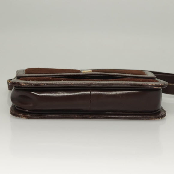 GIVENCHY Umhängetasche Wildleder Braun Gold Auth bs27977
