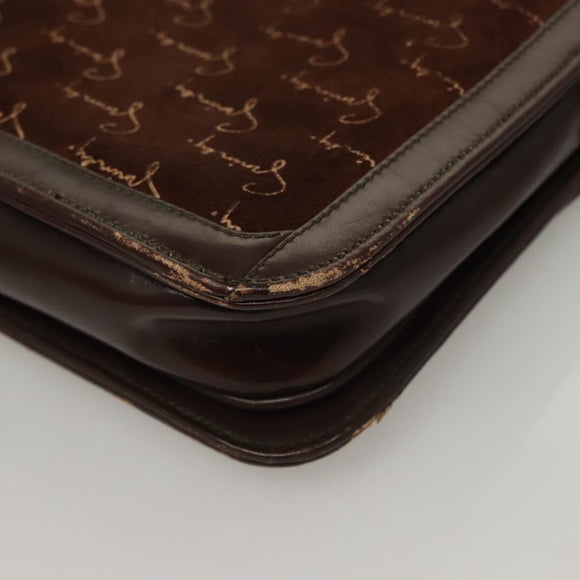 GIVENCHY Umhängetasche Wildleder Braun Gold Auth bs27977