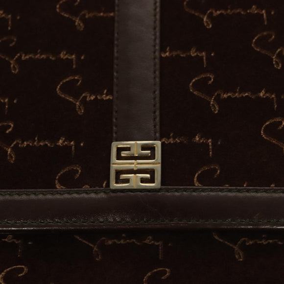 GIVENCHY Umhängetasche Wildleder Braun Gold Auth bs27977