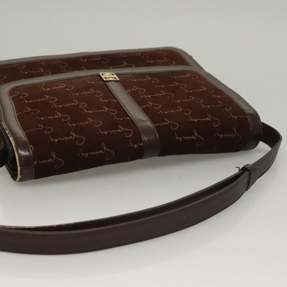 GIVENCHY Shoulder Bag Suede Brown Gold Auth bs27977