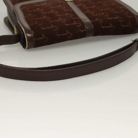 GIVENCHY Shoulder Bag Suede Brown Gold Auth bs27977