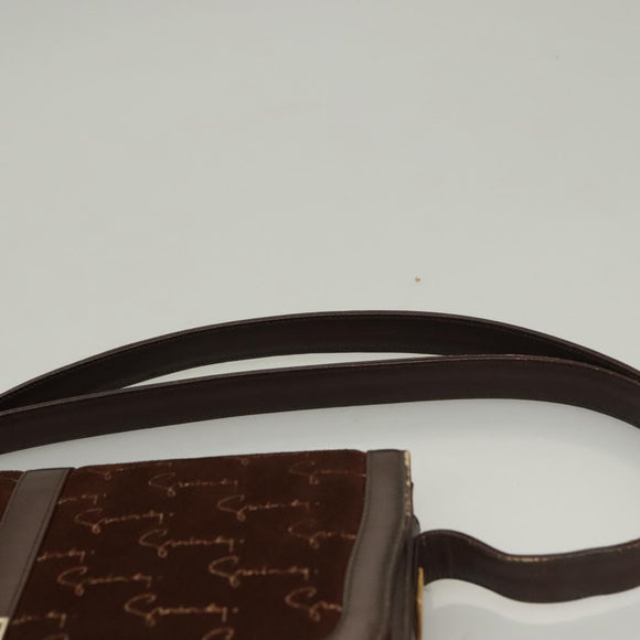 GIVENCHY Shoulder Bag Suede Brown Gold Auth bs27977