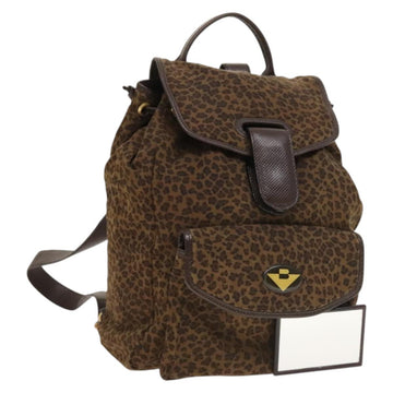 BOTTEGA VENETA Backpack Nylon Brown Gold Auth bs27978