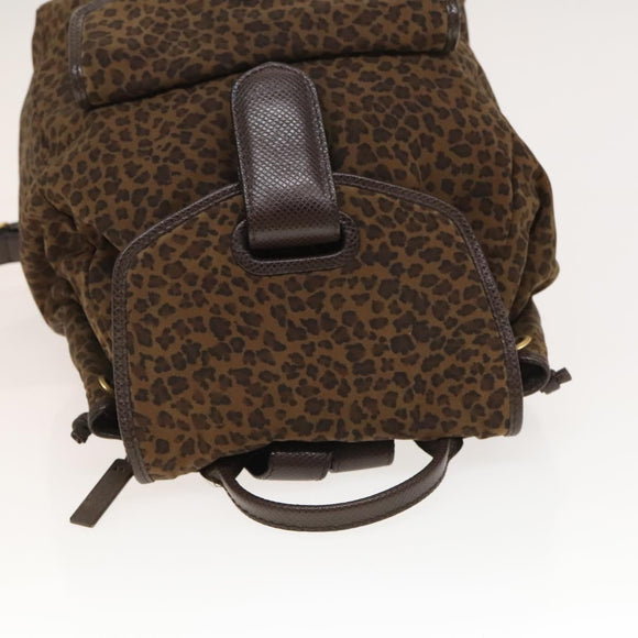 BOTTEGA VENETA Backpack Nylon Brown Gold Auth bs27978