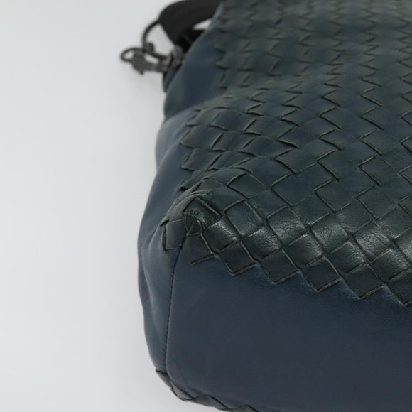 BOTTEGA VENETA INTRECCIATO Shoulder Bag Leather Blue Auth bs27981