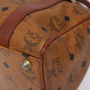 MCM Logogram Vicetos Boston Bag PVC Leather Brown Gold Auth bs27984-9