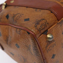 MCM Logogram Vicetos Boston Bag PVC Leather Brown Gold Auth bs27984-16