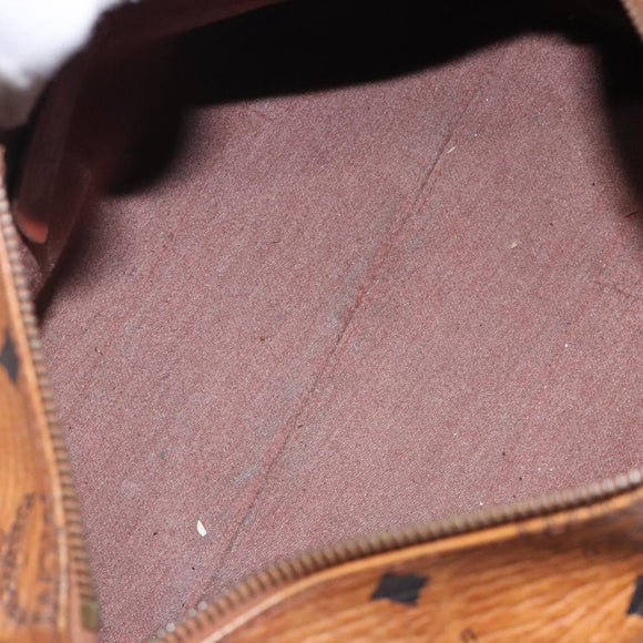 MCM Logogram Vicetos Boston Bag PVC Leather Brown Gold Auth bs27984