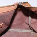 MCM Logogram Vicetos Boston Bag PVC Leather Brown Gold Auth bs27984-19